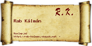 Rab Kálmán névjegykártya